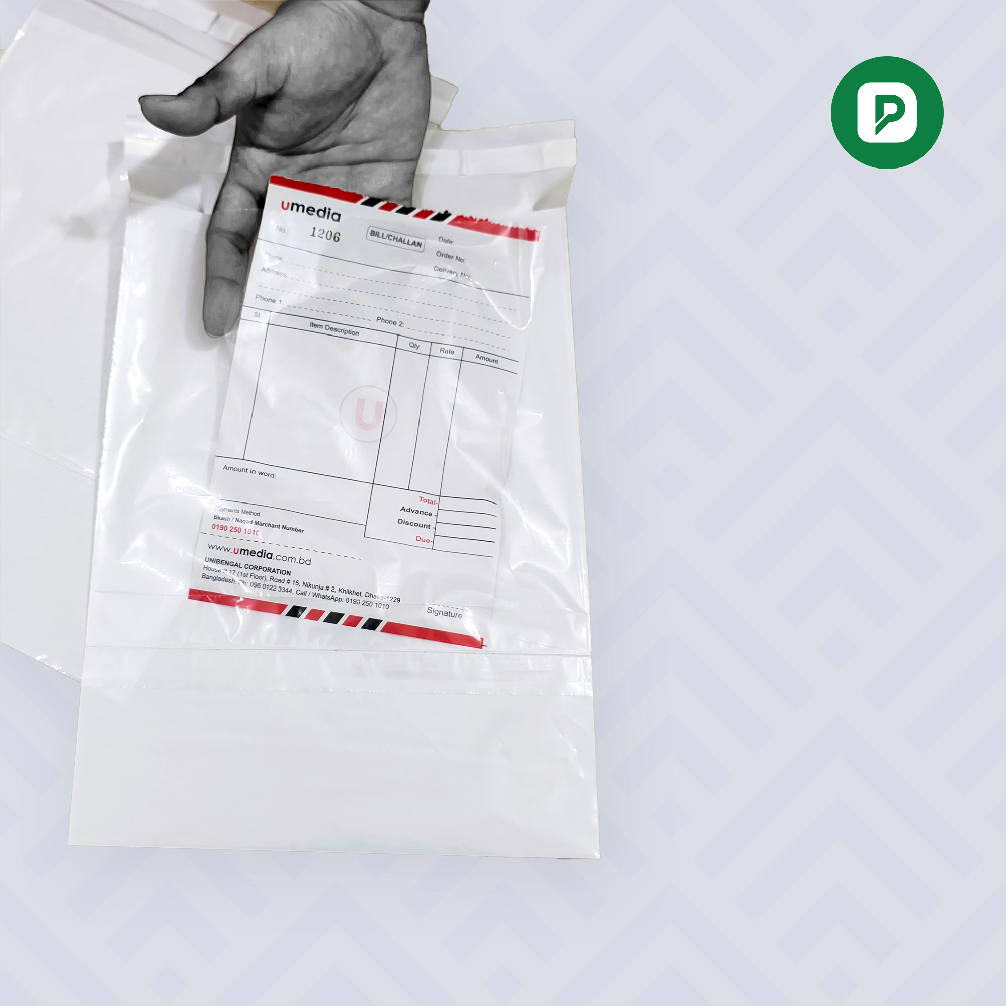 09"x12"+2" Invoice Courier Bag (55 Micron)